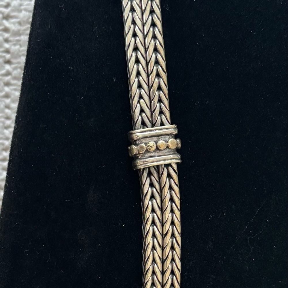 Silver and Gold Braided Wheat Chain Bracelet